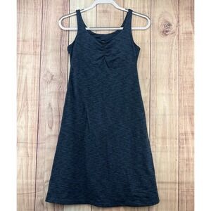 Kuhl Charcoal Blue Mova Aktiv Ruched‎ V-Neck Cut Out Back Tank Dress Size XS